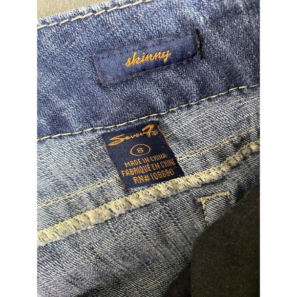 Seven 7 Jean Shorts Womens 30x2 Blue Cut Off Frayed Shortie Booty Med Wash Tag 8 - Picture 9 of 13